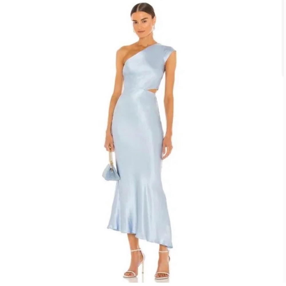 BEC & BRIDGE Delphine Asymmetrical Dress in Sky Blue